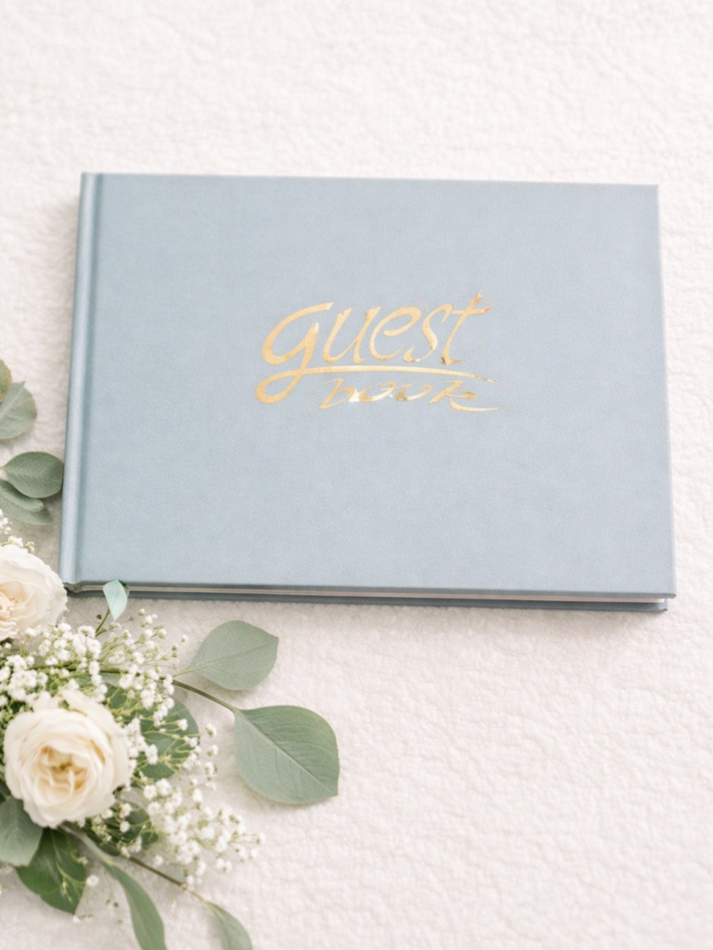 Elegant Blue Guest Book w/ Gold Script – New in Box Wedding/Funeral Sign-In Book